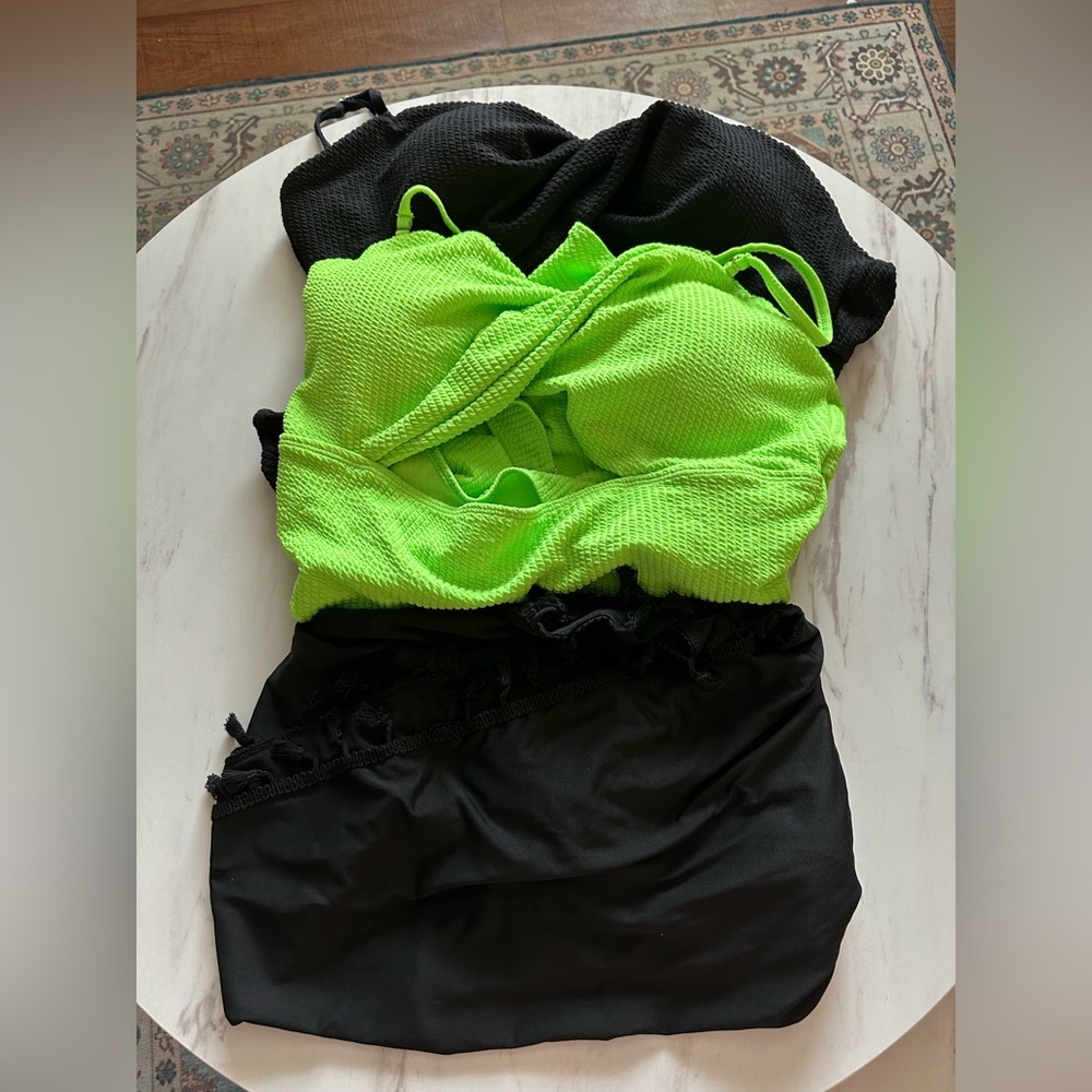 Neon Green and Black Bikini Set